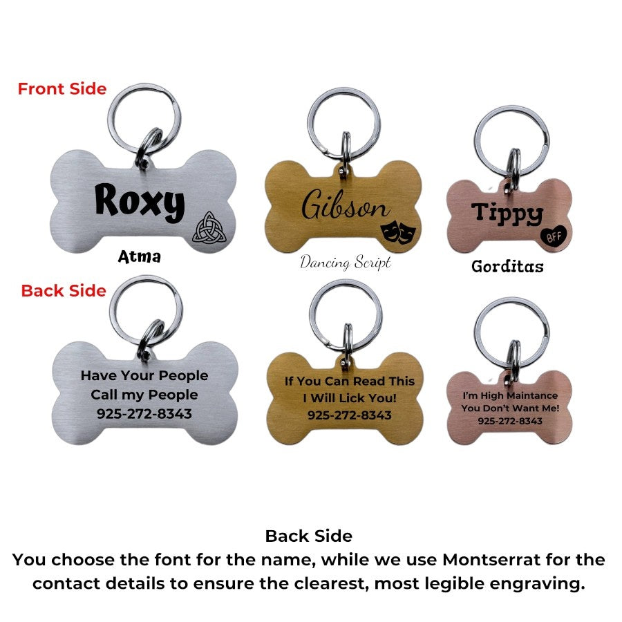 Premium Thick Bone Shape Dog Tags – Double-Sided Engraving - BFFGear